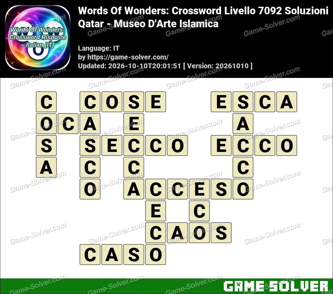 Words Of Wonders: Crossword Livello 7092 Soluzioni – Qatar – Museo D’Arte Islamica